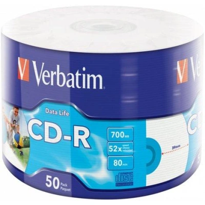 VERBATIM CD-R 700MB/ 52x/ 80min/ printable/ 50pack/ wrap, 43794