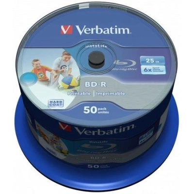 VERBATIM BD-R Blu-Ray SL DataLife 25GB/ 6x/ printable/ 50pack/ spindle, 43812