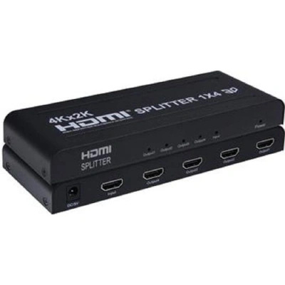 PremiumCord HDMI splitter 1-4 porty, kovové pouzdro, 4K, FULL HD, 3D, khsplit4b