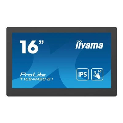 iiyama ProLite T1624MSC-B1 - LED monitor - 15.6" - dotykový displej - 1920 x 1080 Full HD (1080p) - IPS - 450 cd/m2 - 800:1 - 25 ms - HDMI - reproduktory - černá, matná, T1624MSC-B1