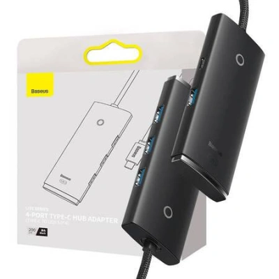 Rozbočovač 4v1 Baseus Lite Series USB-C na 4x USB 3.0 + USB-C, 2m (černý), 