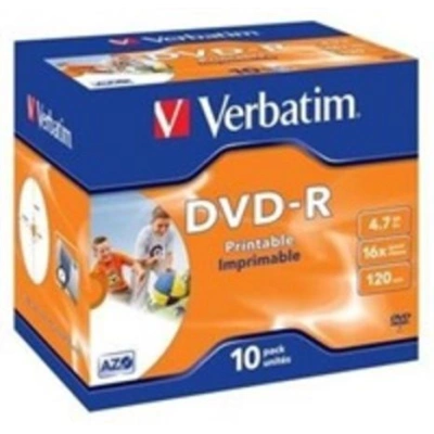 VERBATIM DVD-R 4,7GB/ 16x/ printable/ jewel/ 10pack, 43521