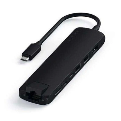 Satechi USB-C Slim Multiport adaptér with Ethernet - Black Aluminium, ST-UCSMA3K