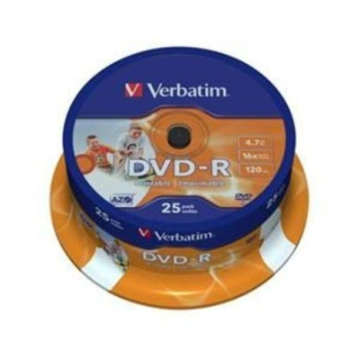 VERBATIM DVD-R 4,7GB/ 16x/ printable/ 25pack/ spindle, 43538