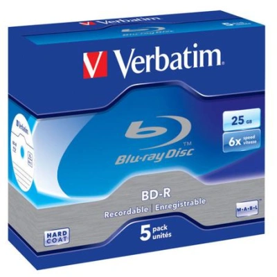 VERBATIM BD-R Blu-Ray SL 25GB/ 6x/ Jewel/ 5pack, 43715