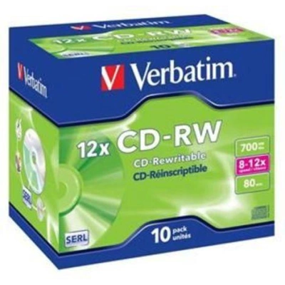 VERBATIM CD-RW80 700MB/ 12x/ 80min/ jewel/ 10pack, 43148