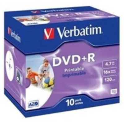 VERBATIM DVD+R 4,7GB/ 16x/ printable/ jewel/ 10pack, 43508