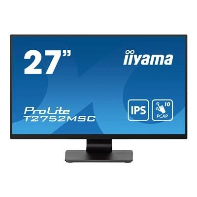 iiyama ProLite T2752MSC-B1 - LED monitor - 27" - dotykový displej - 1920 x 1080 Full HD (1080p) @ 60 Hz - IPS - 400 cd/m2 - 1000:1 - 5 ms - HDMI, DisplayPort - reproduktory - černá, matná, T2752MSC-B1